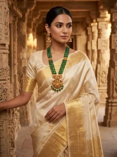 Peacock Yoke Lakshmi Bead Long Haram Rani Haar Set with Jhumkas - Green Beads - photo 5